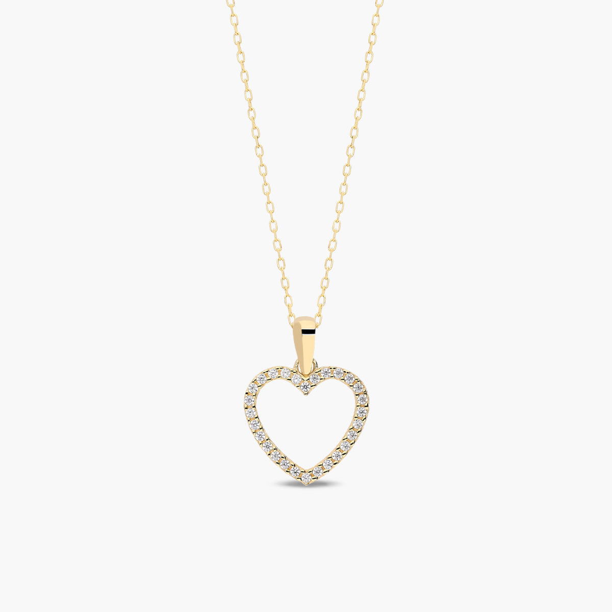 Collar silueta corazón de oro 18K circonitas 14 mm