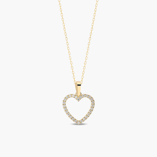 Collar silueta corazón de oro 18K circonitas 14 mm