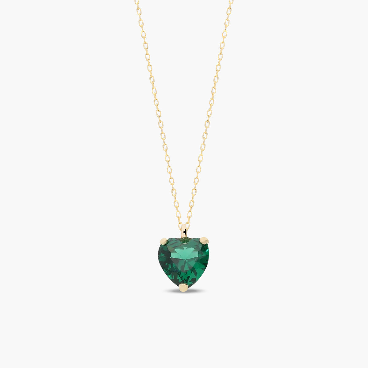 Collar corazón de oro 18K circonita verde 6 mm FEELINGS