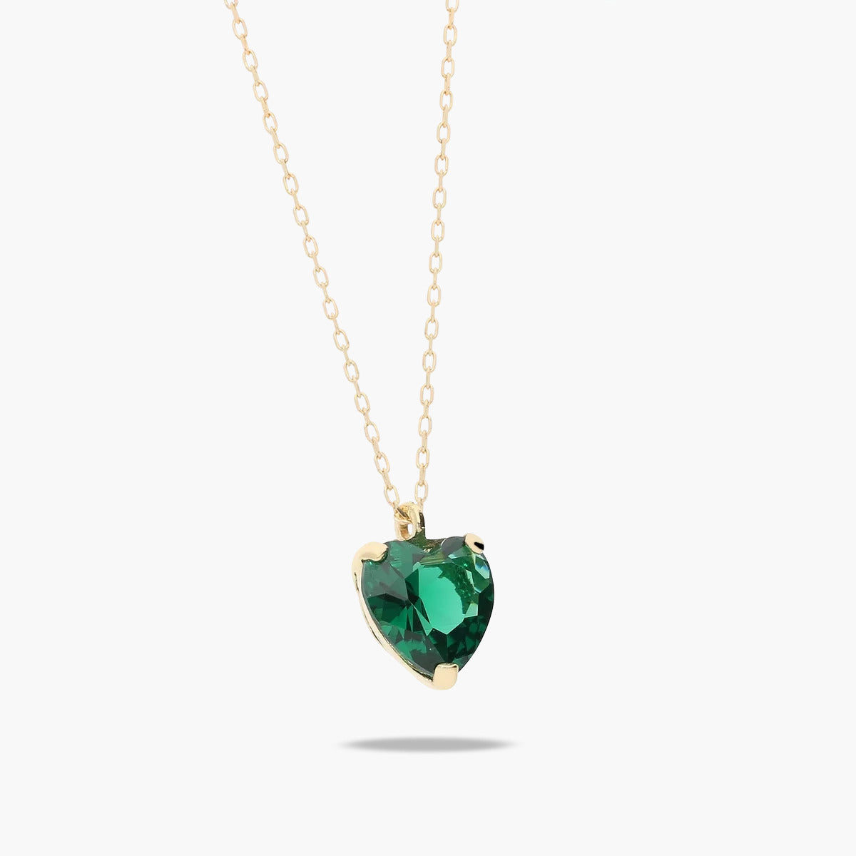Collar corazón de oro 18K circonita verde 6 mm FEELINGS