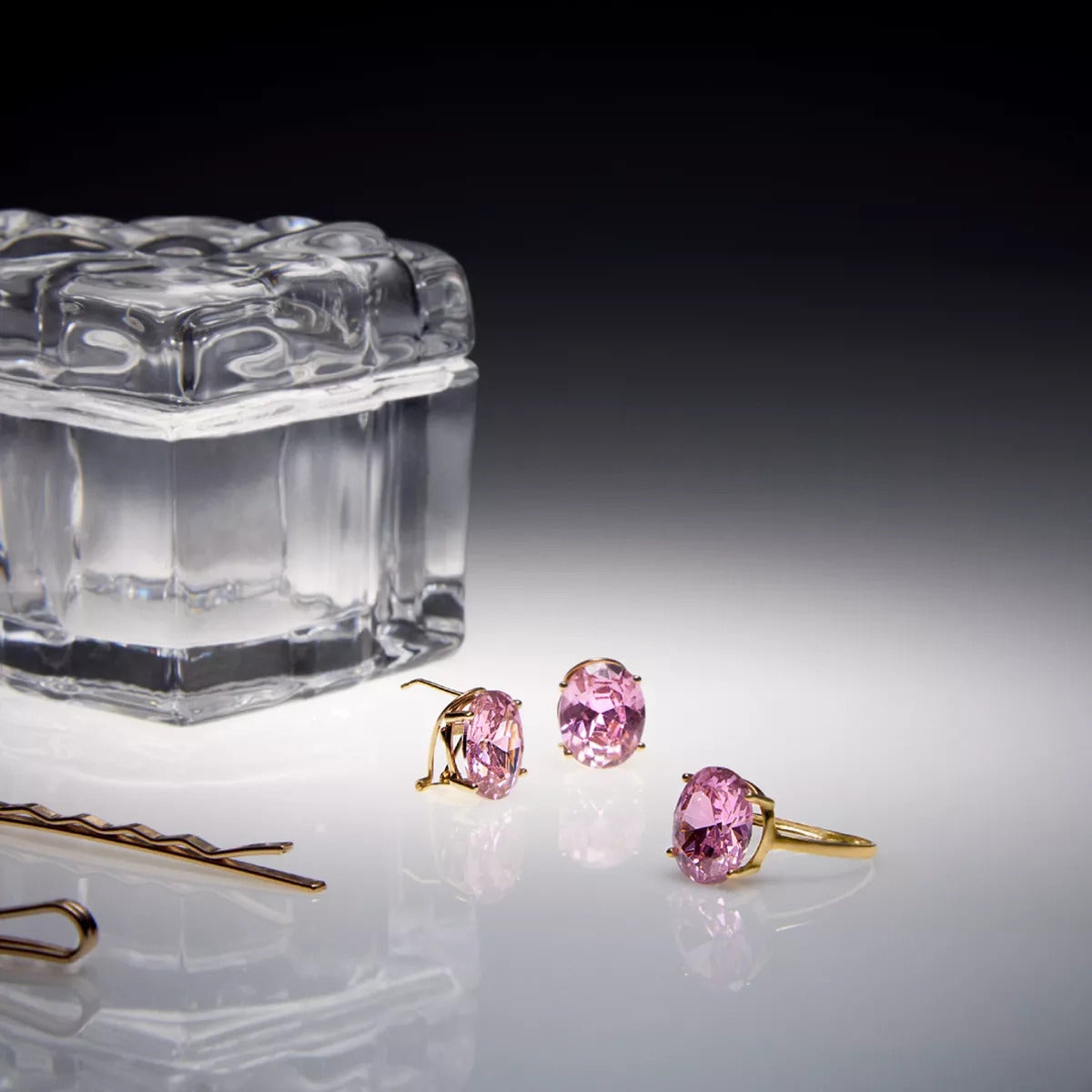 Pendientes de oro 18K circonita rosa 12 mm COLORS