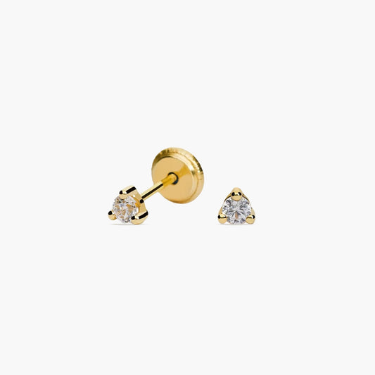 Pendientes de oro 18K circonita 2 mm