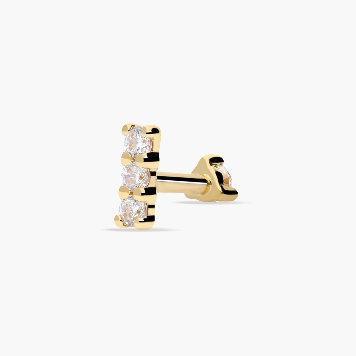 Piercing de oreja reversible de oro 18K circonitas 6 mm