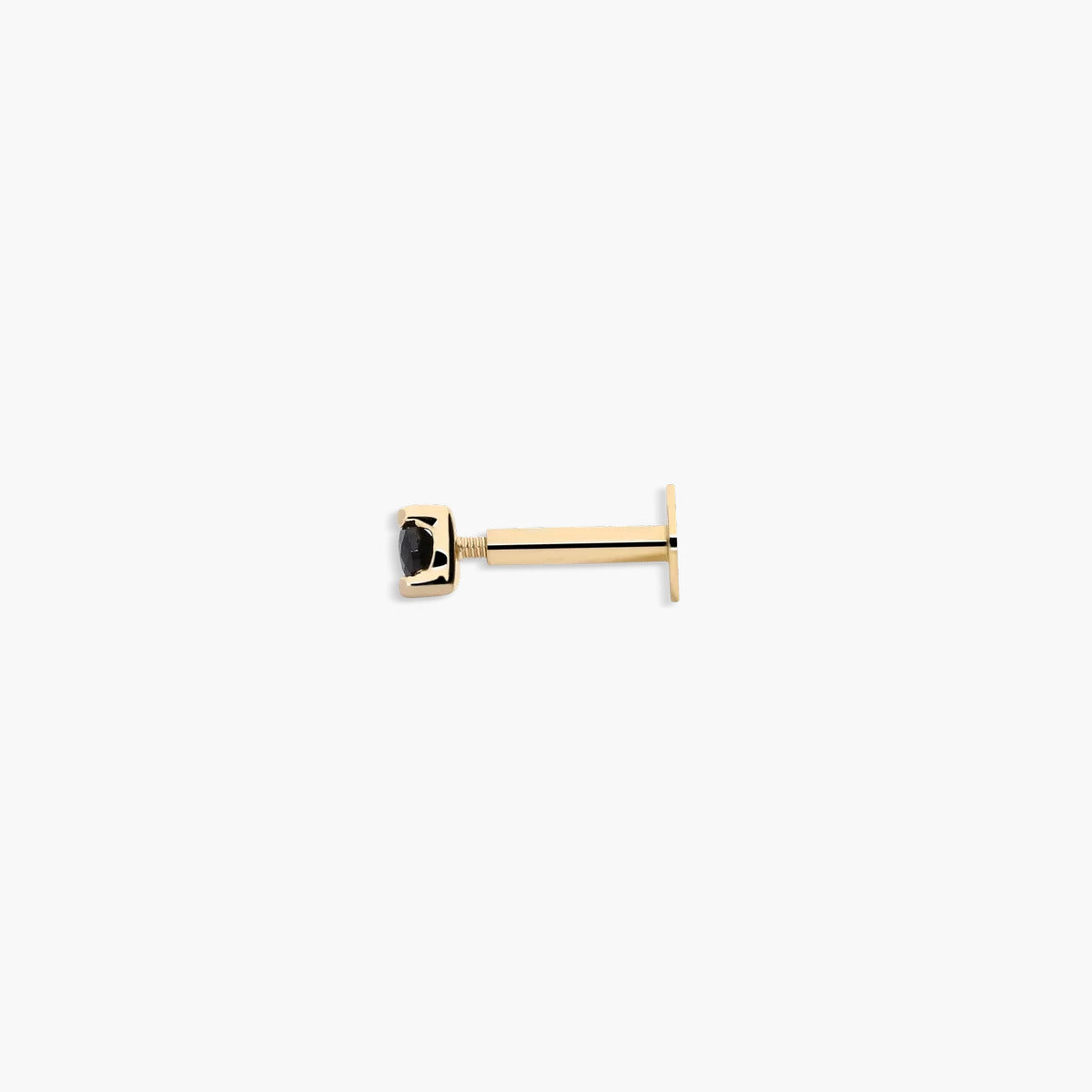 Piercing de oreja de oro 18K circonita negra 3 mm
