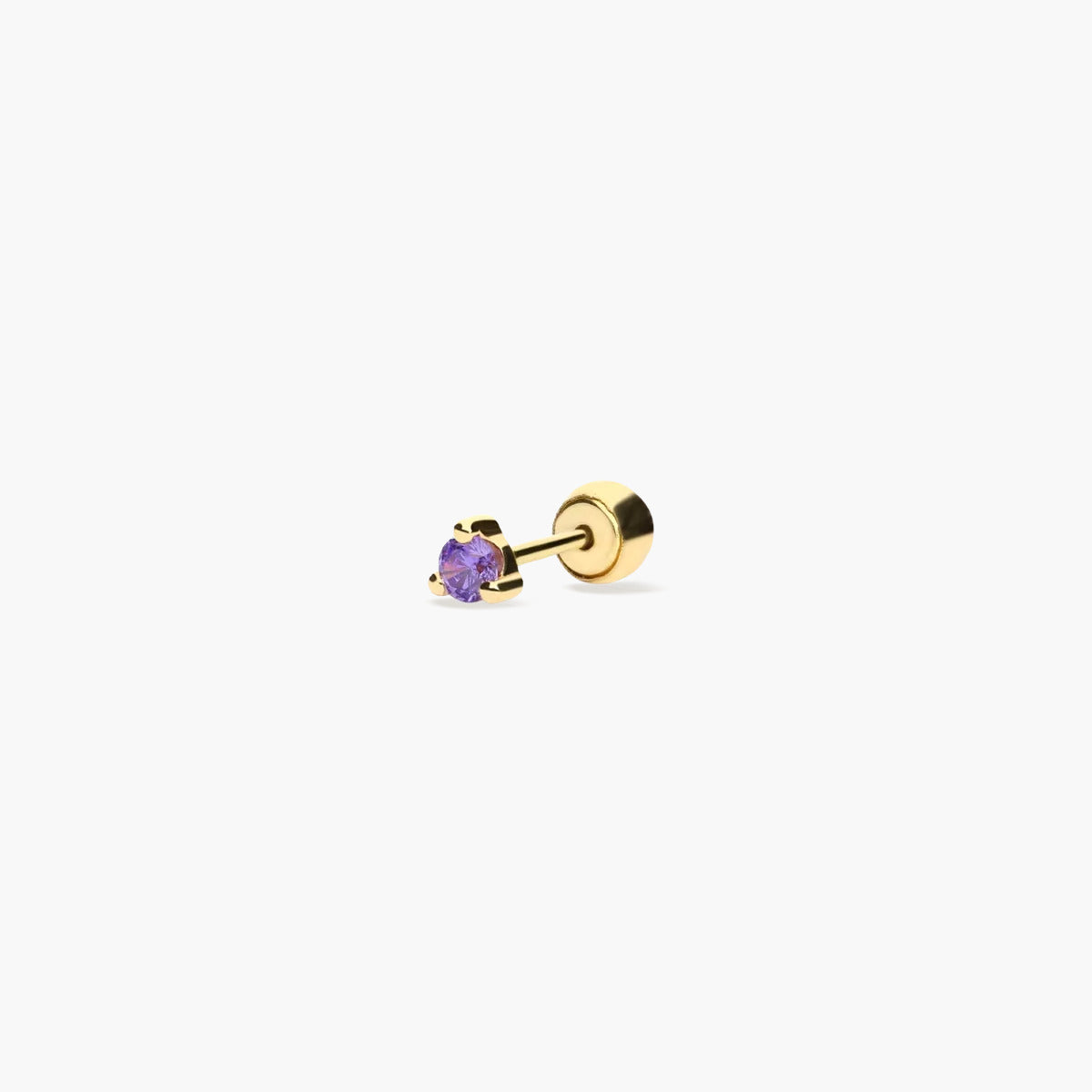 Piercing de oreja de oro 18K circonita violeta 2 mm