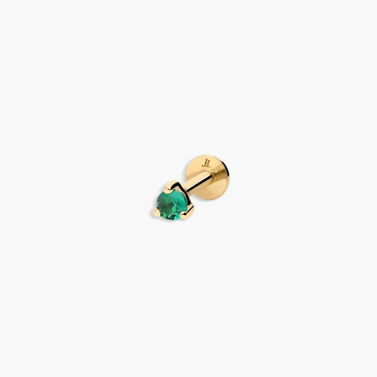 Piercing de oreja de oro 18K circonita verde 3 mm