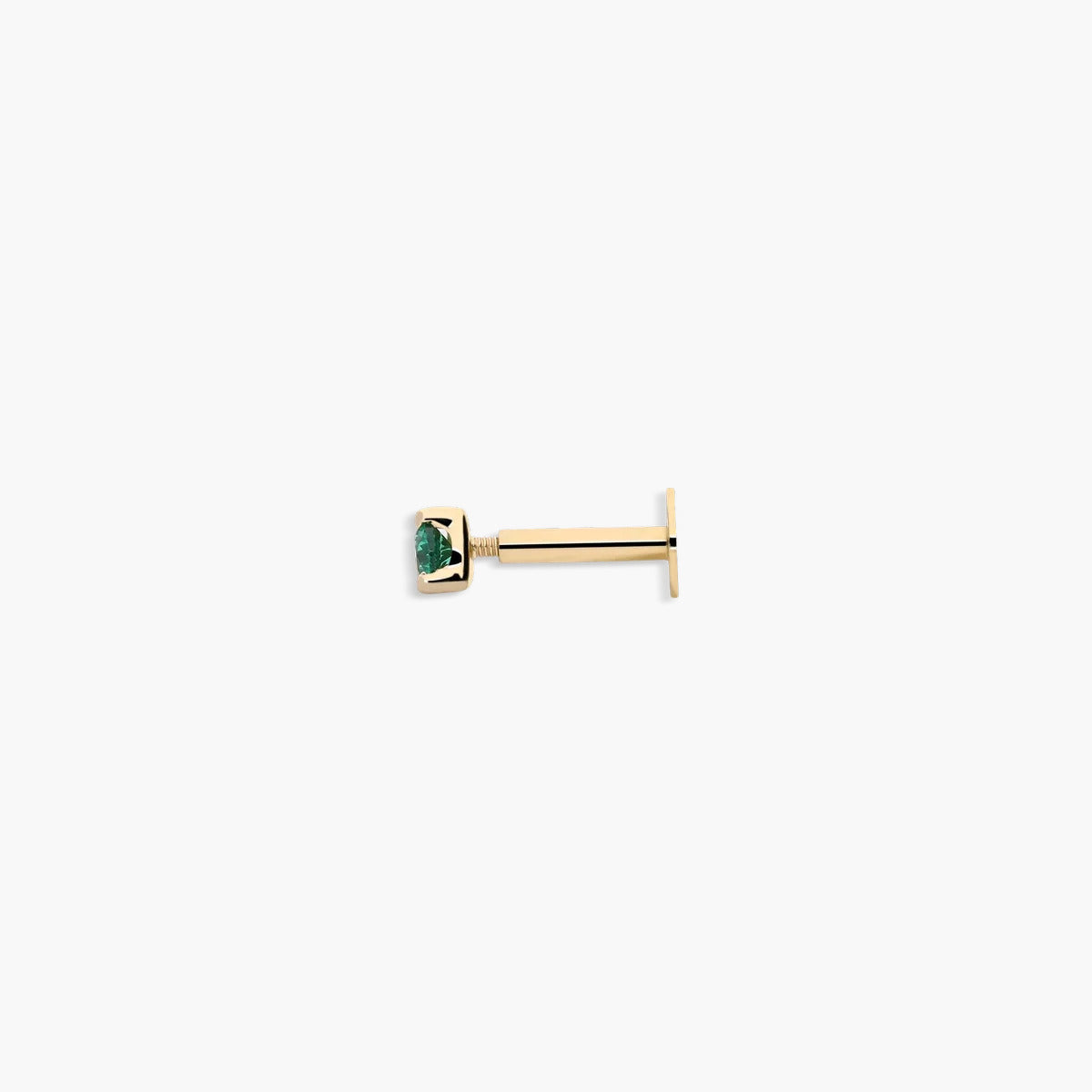 Piercing de oreja de oro 18K circonita verde 3 mm
