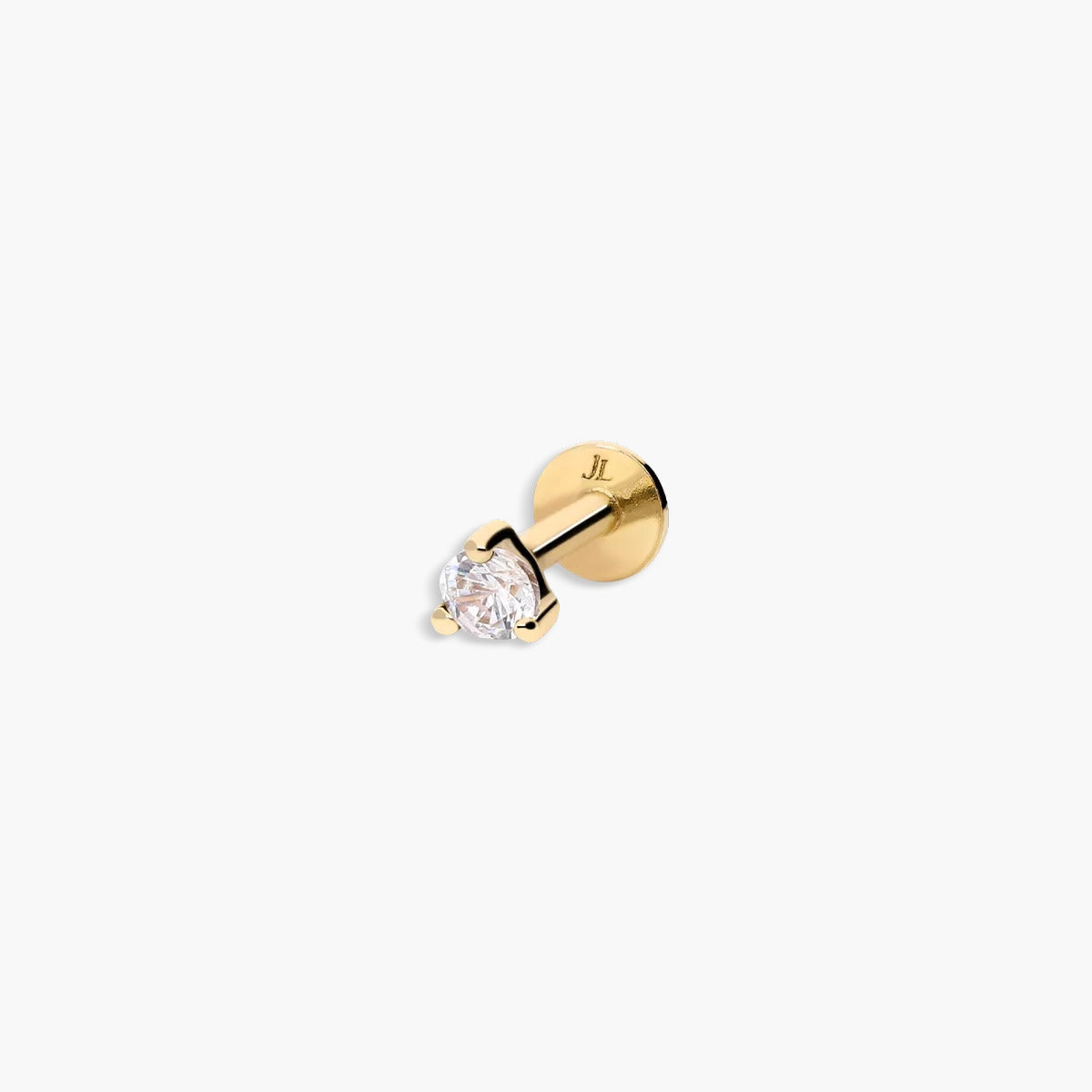 Piercing de oreja de oro 18K circonita 3 mm
