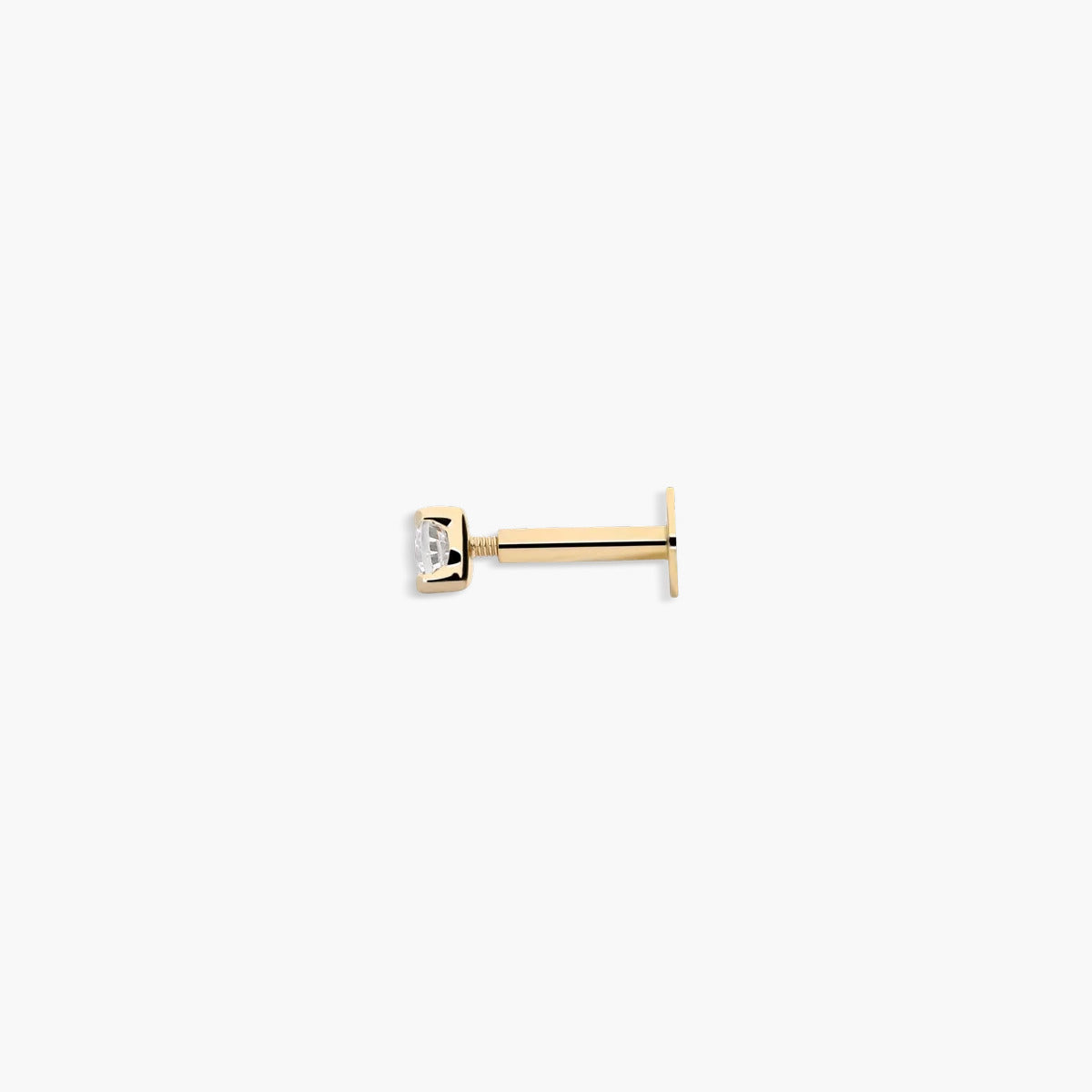 Piercing de oreja de oro 18K circonita 3 mm