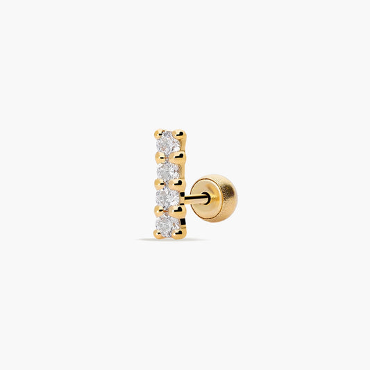 Piercing de oreja de oro 18K hilera de circonitas 8 mm