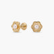 Pendientes flor de oro 18K con perlas 7 mm