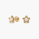 Pendientes flor de oro 18K con perlas 7 mm