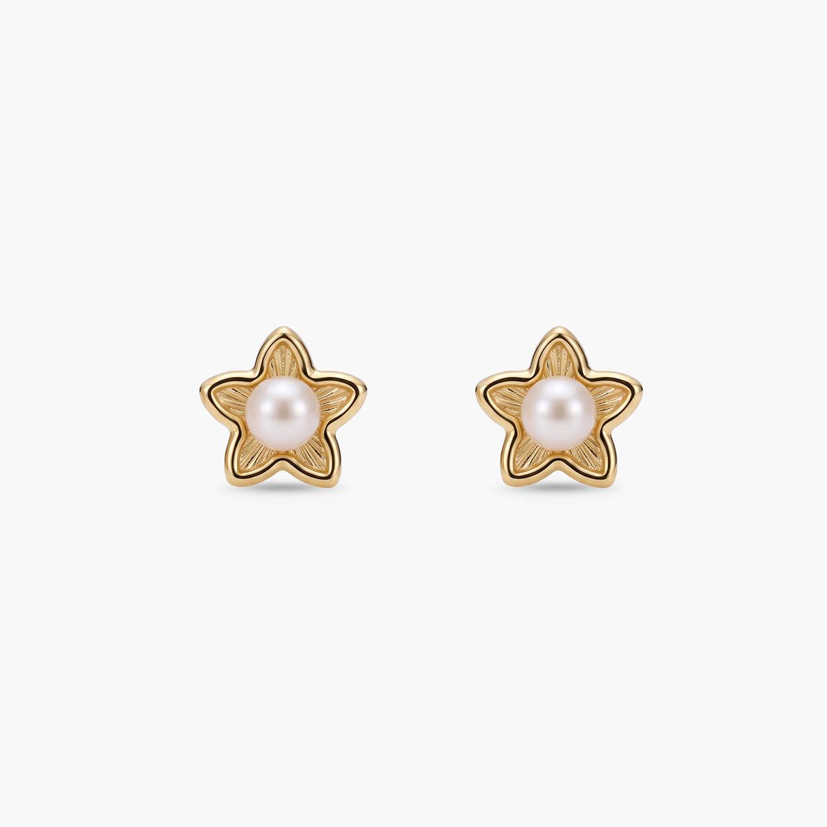 Pendientes flor de oro 18K con perlas 7 mm