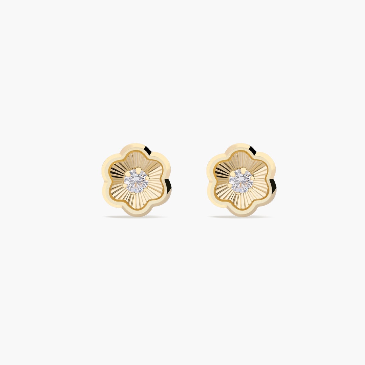 Pendientes flor de oro 18K circonita 7 mm