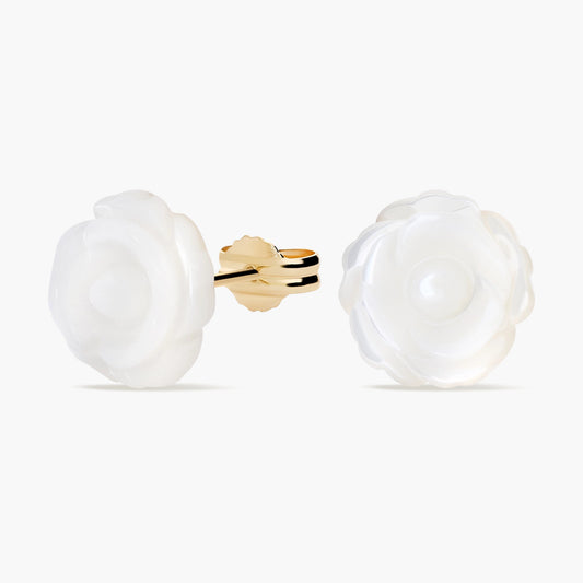 Pendientes flor de oro 18K nácar 10 mm
