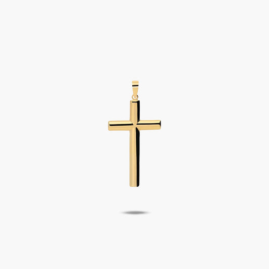 Cruz palo oval de oro 18K 25 mm