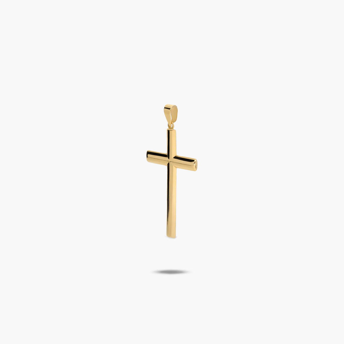 Cruz palo oval de oro 18K 25 mm