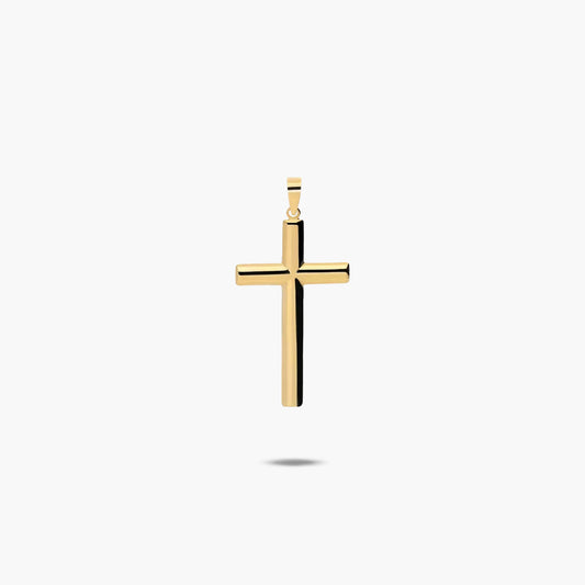 Cruz palo oval de oro 18K 29 mm