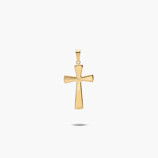 Cruz palo rectangular liso de oro 18K 22 mm