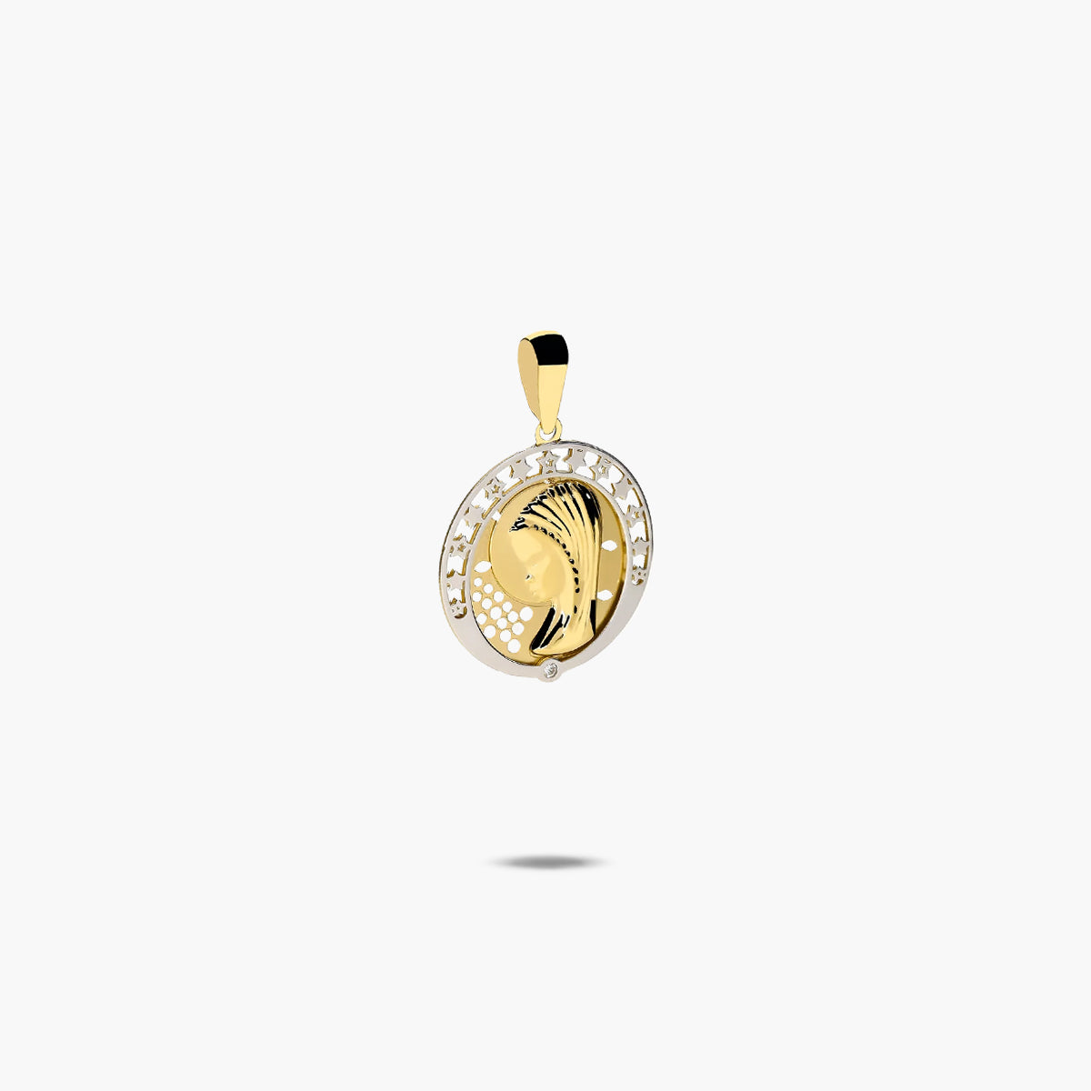 Medalla Virgen niña con velo de oro 18K 18 mm