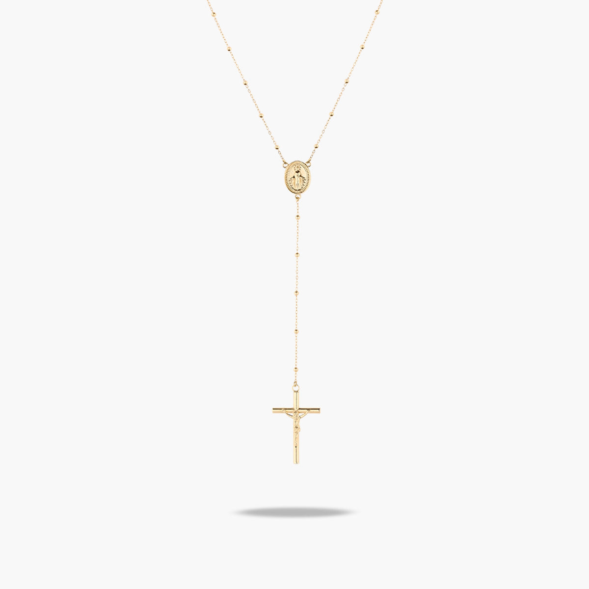Rosario de oro 18K con cruz y cristo 53-56 cm