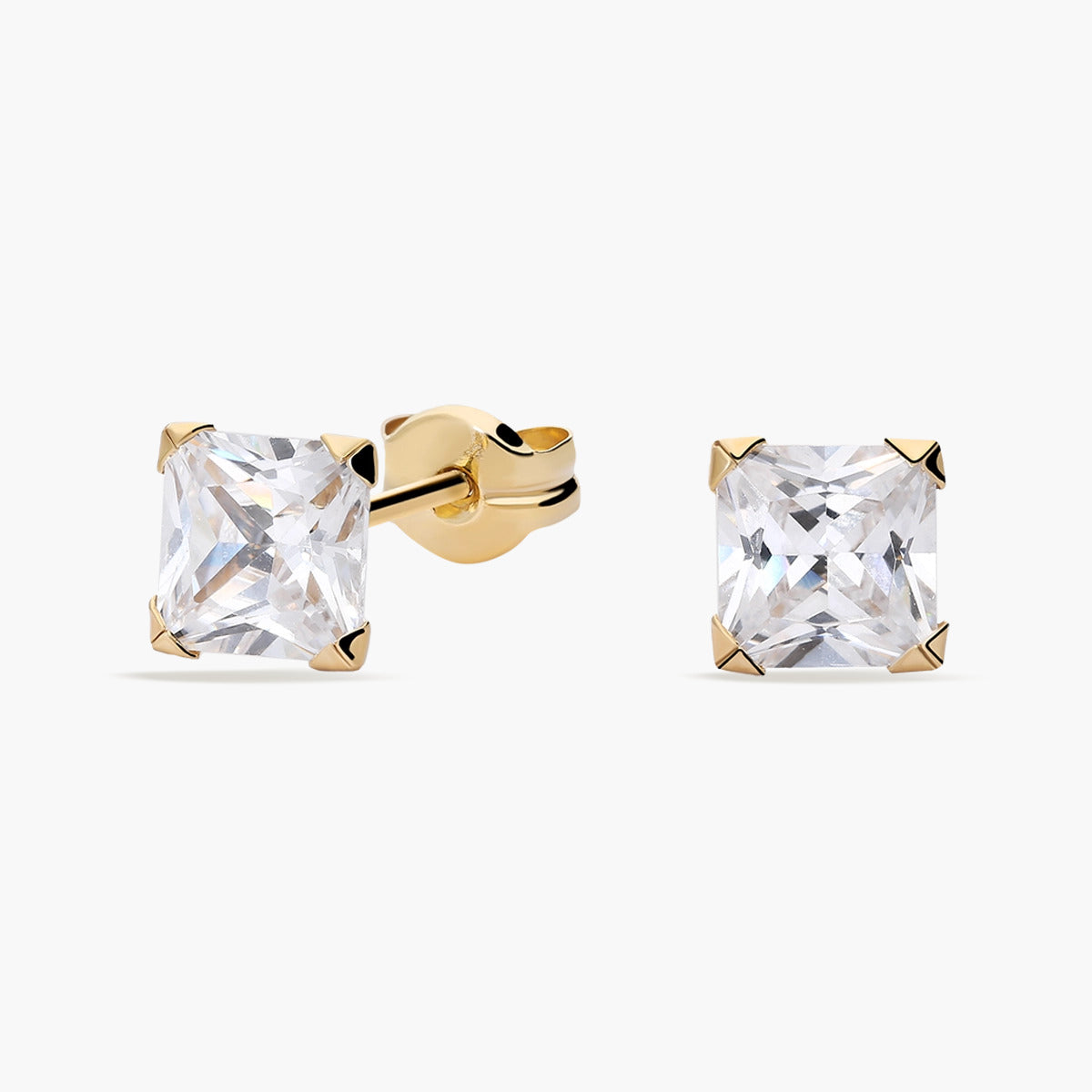 Pendientes cuadrados de oro 18K circonitas 5 mm