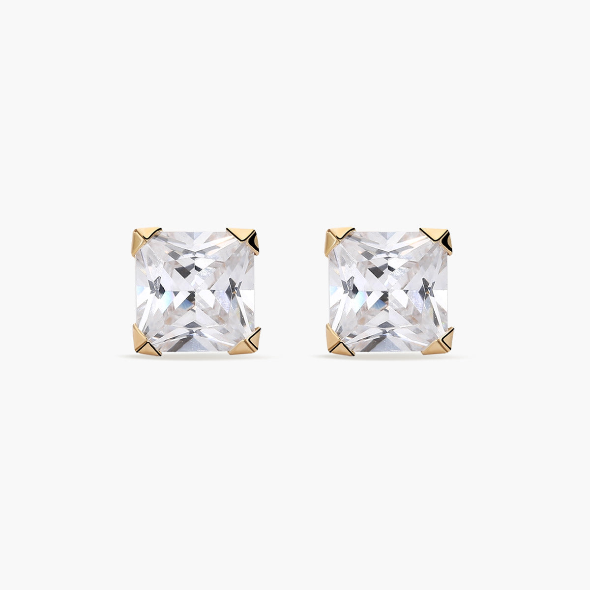 Pendientes cuadrados de oro 18K circonitas 5 mm