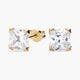 Pendientes cuadrados de oro 18K circonitas 6 mm
