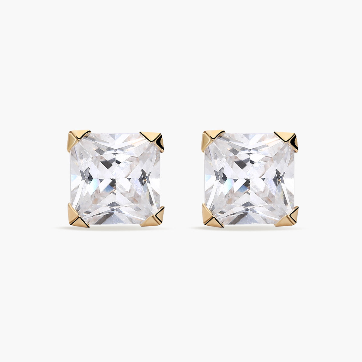 Pendientes cuadrados de oro 18K circonitas 7 mm