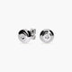 Pendientes redondos de oro blanco 18K diamante natural 0.02 ct. 6 mm