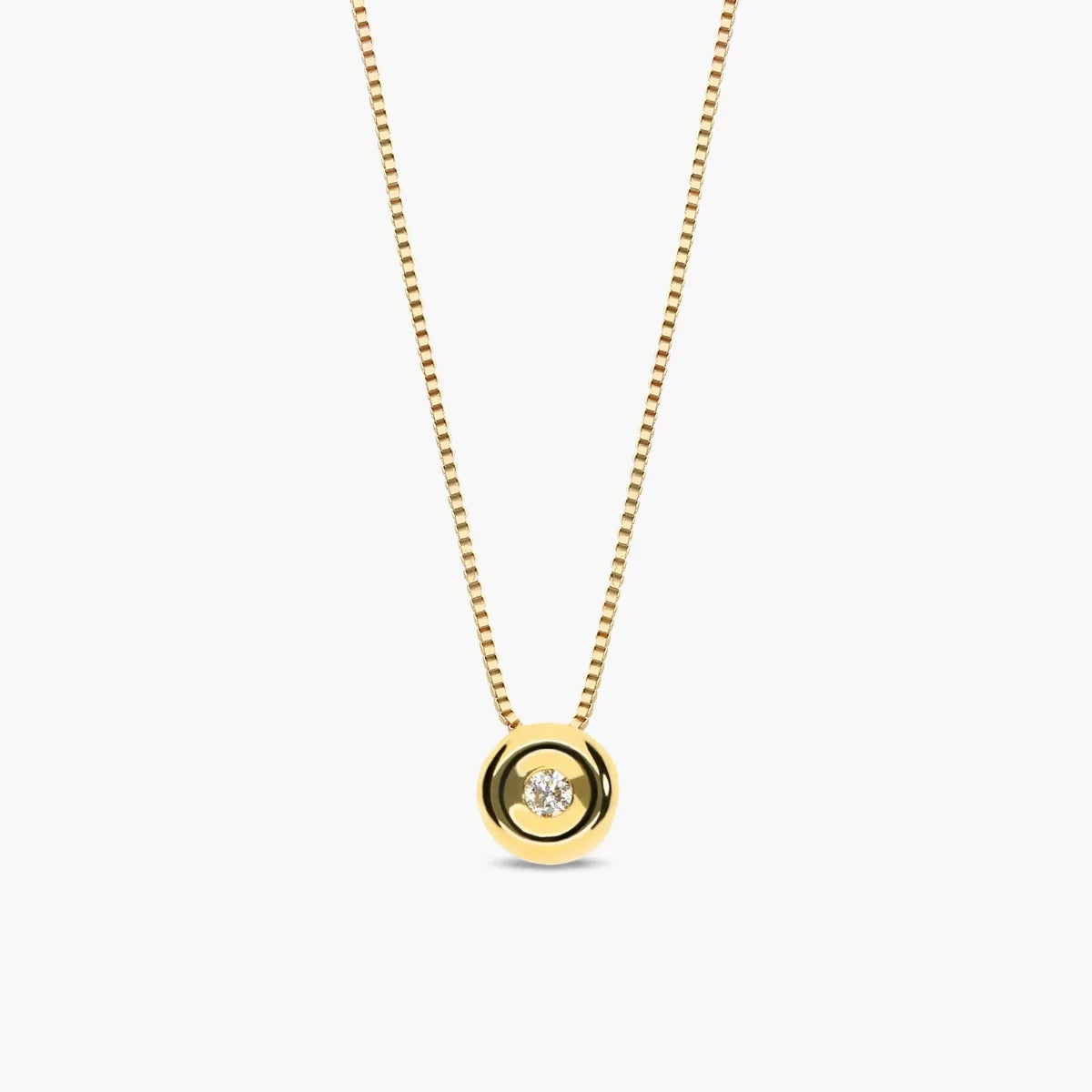 Collar de oro 18K diamante natural 0.03 ct.