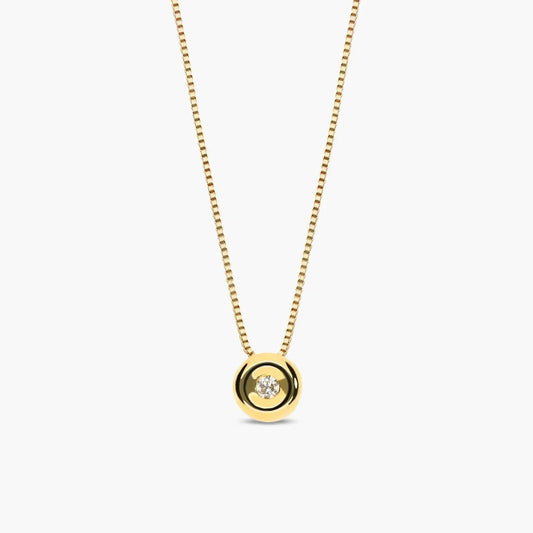 Collar de oro 18K diamante natural 0.03 ct.