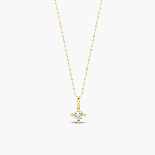 Collar de oro 18K diamante natural 0.15 ct. SUN