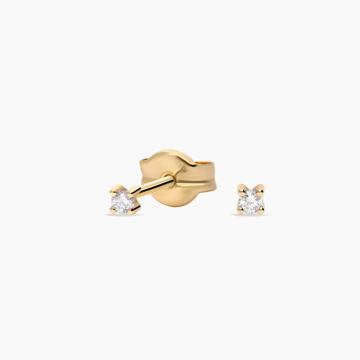 Pendientes de oro 18K diamante natural 0.05 ct. 2 mm