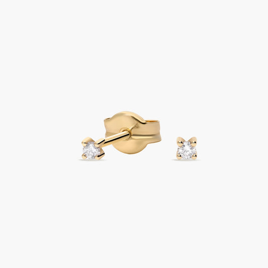 Pendientes de oro 18K diamante natural 0.05 ct. 2 mm