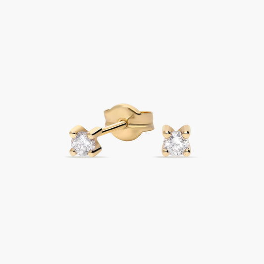 Pendientes de oro 18K diamante natural 0.14 ct. 2 mm