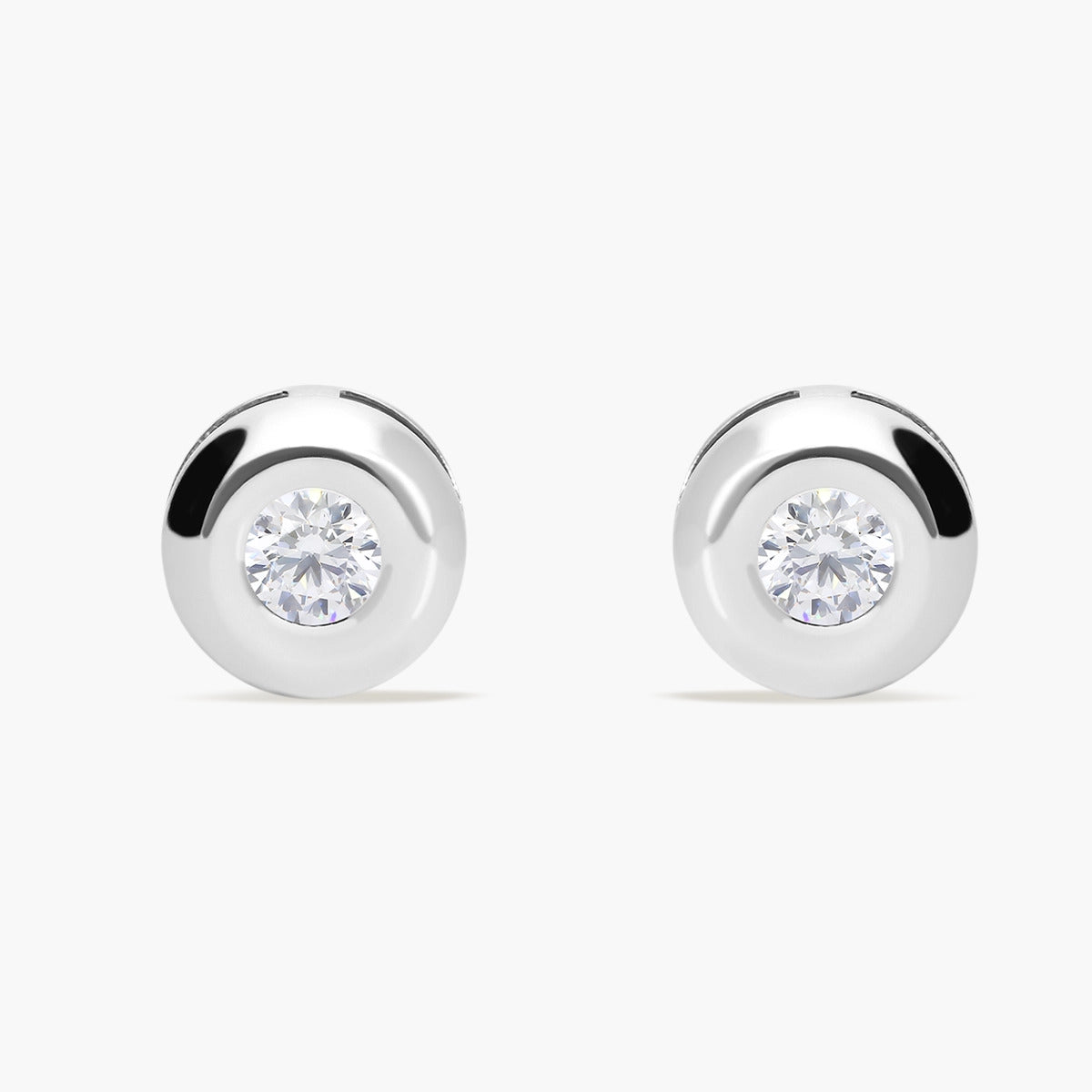 Pendientes redondos de oro blanco 18K diamante natural 0.24 ct. 5 mm
