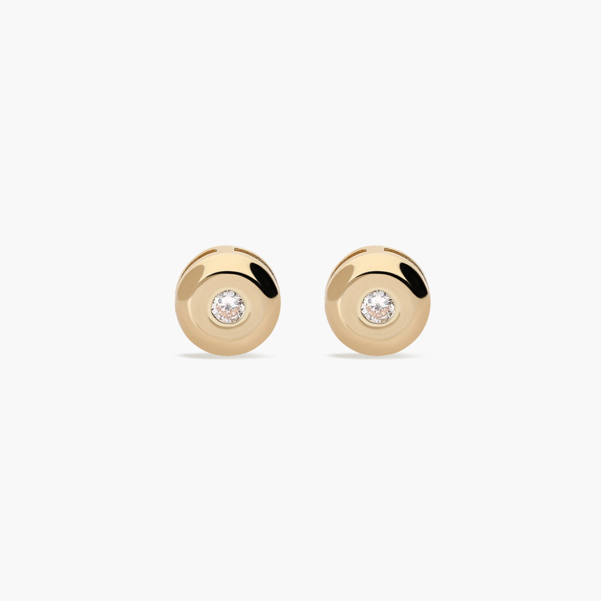Pendientes redondos de oro 18K diamante natural 0.05 ct. 5 mm