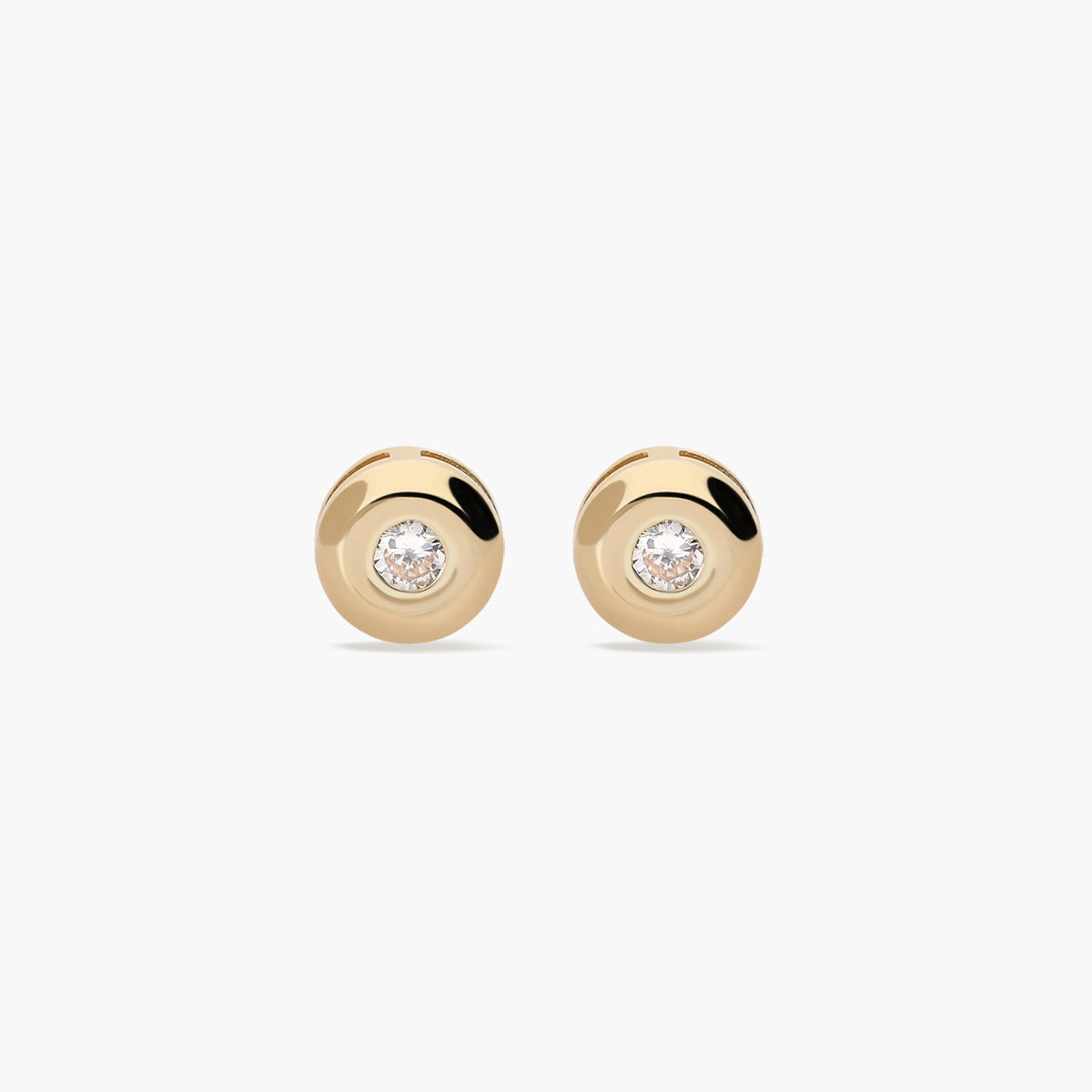 Pendientes redondos de oro 18K diamante natural 0.14 ct. 5 mm