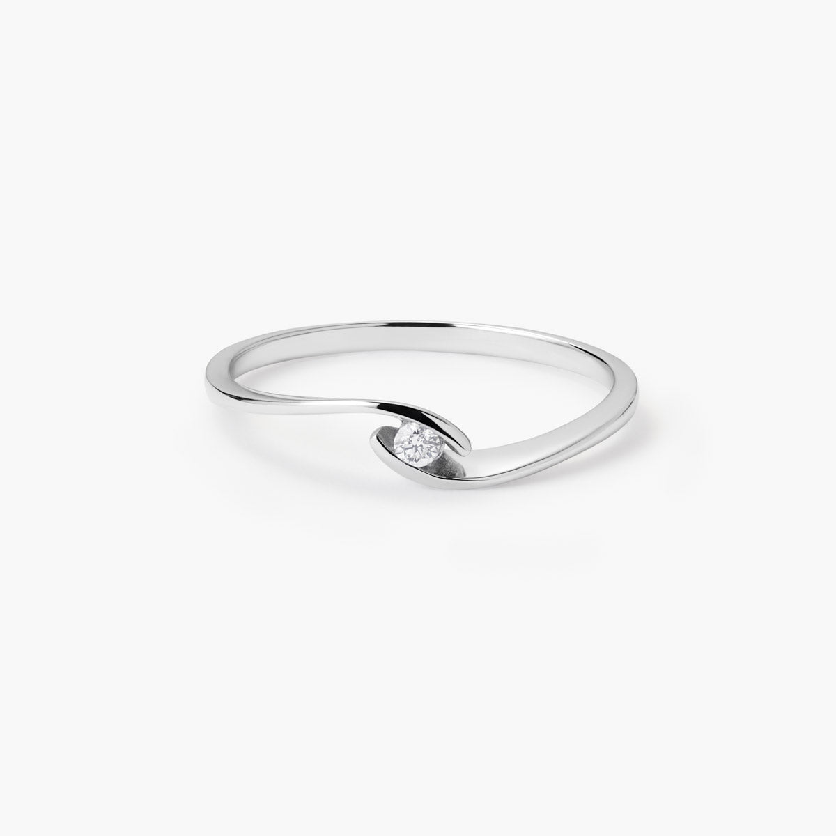 Anillo de oro blanco 18K diamante natural 0.03 ct. GRAVITY