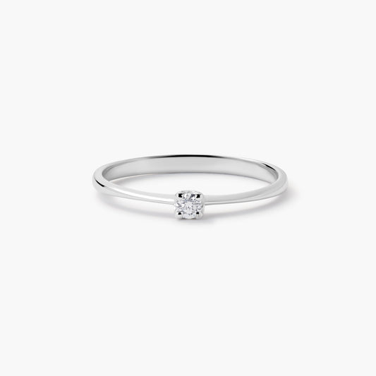 Anillo de oro blanco 18K diamante natural 0.05 ct. MOON