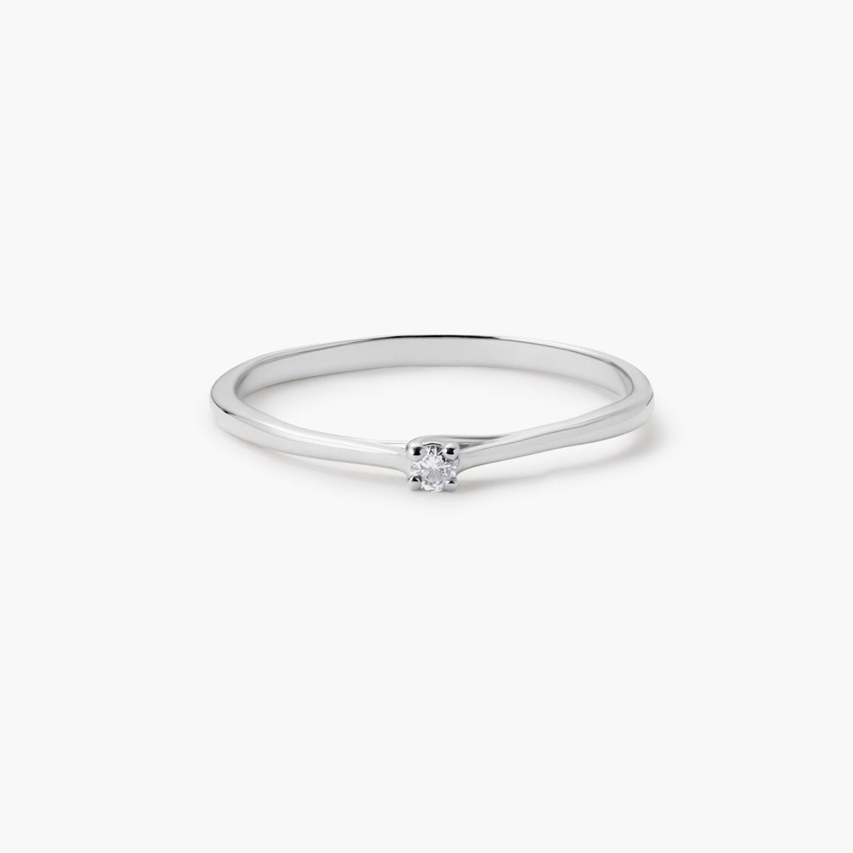 Anillo de oro blanco 18K diamante natural 0.03 ct. MOON