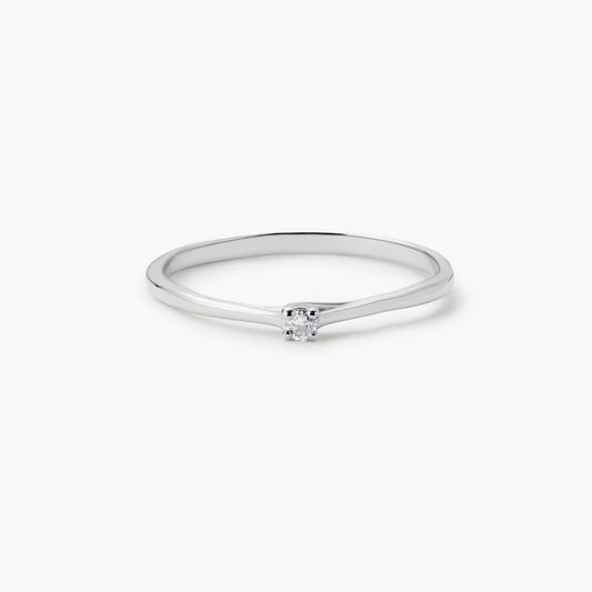 Anillo de oro blanco 18K diamante natural 0.03 ct. MOON