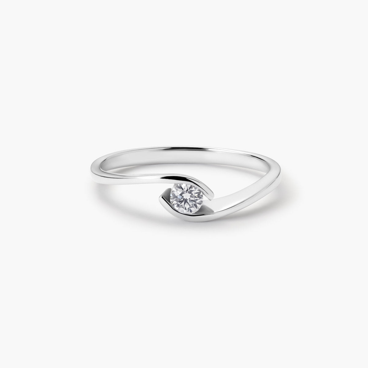 Anillo de oro blanco 18K diamante natural 0.12 ct. GRAVITY