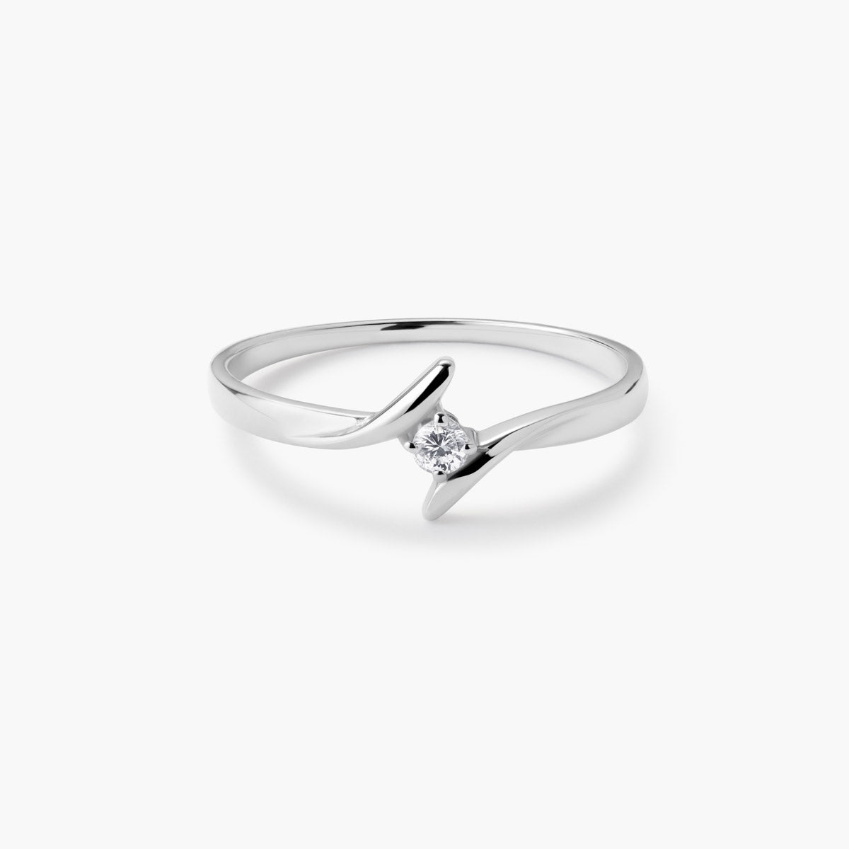 Anillo de oro blanco 18K diamante natural 0.05 ct. SWIRL