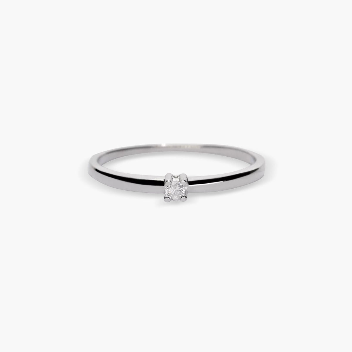 Anillo de oro blanco 18K diamante natural 0.05 ct. MOON