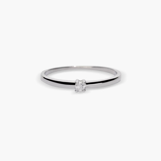 Anillo de oro blanco 18K diamante natural 0.05 ct. MOON