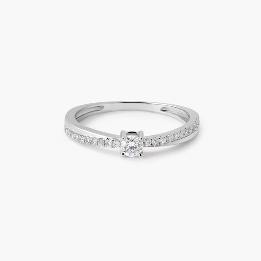 Anillo de oro blanco 18K diamante natural 0.26 ct. COMET