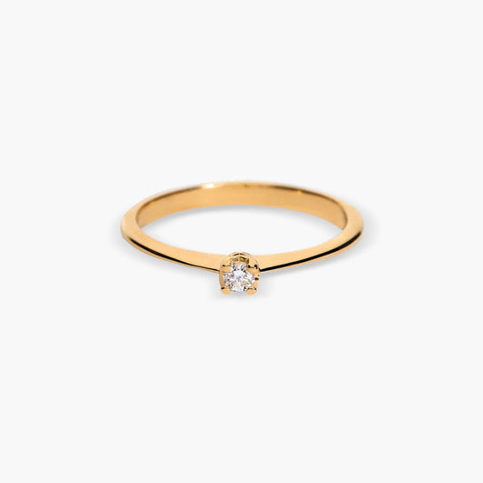 Anillo de oro 18K diamante natural 0.05 ct. SUN