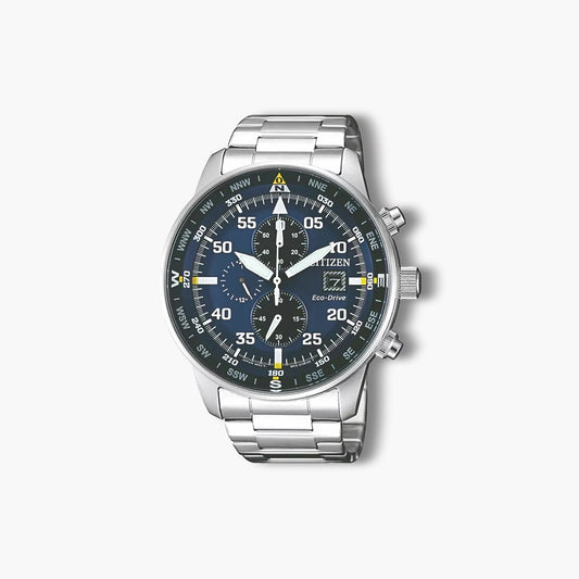 Reloj Citizen Aviator CA0690-88L cronógrafo acero esfera azul